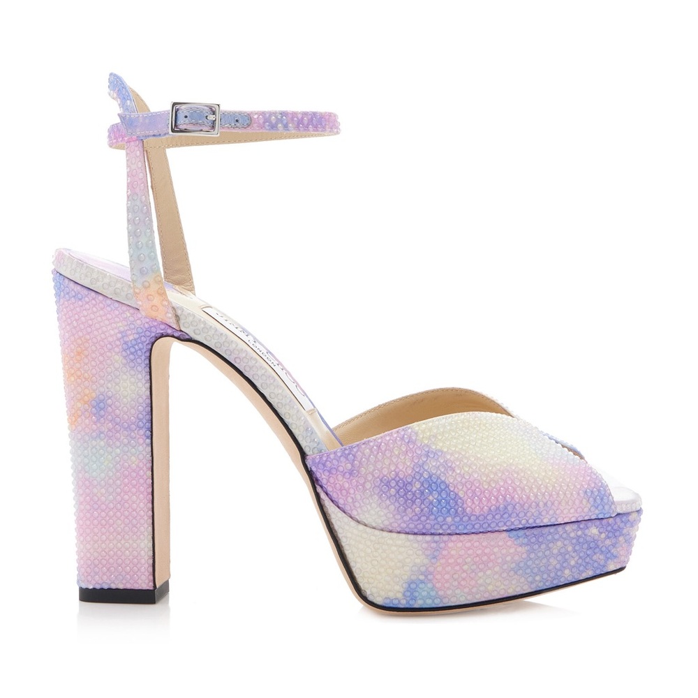Jimmy Choo Sacaria Multicolor Crystal Platform Heels - Picture 4 of 16